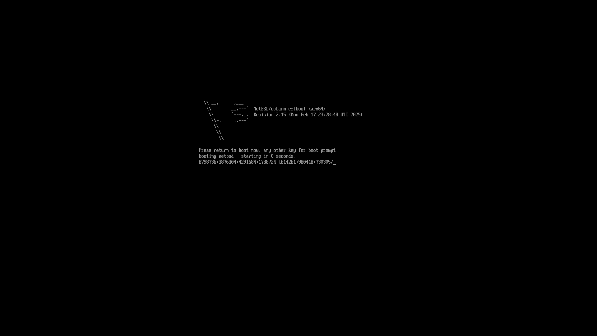 NetBSD/evbarm loading screen crash